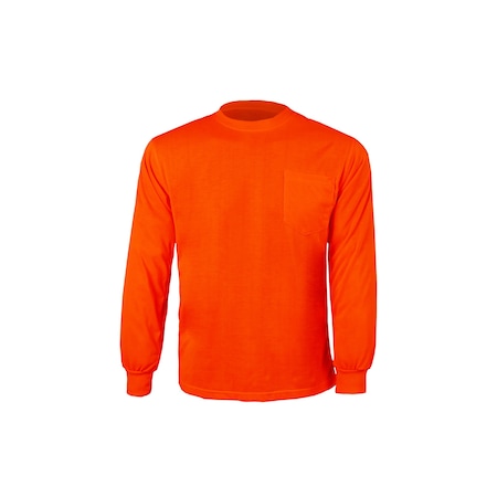 2W International Hi-Vis Long Sleeve T-Shirt, 100% Polyester, Orange, L TL133 L